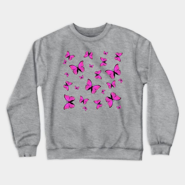 Pink butterflies print Crewneck Sweatshirt by rlnielsen4